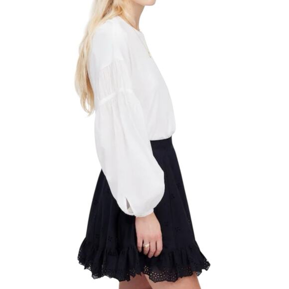 NWT Madewell Eyelet Mini Skirt Black Size 4 in Cotton Voile - Picture 3 of 11